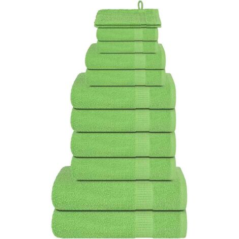 vidaXL Ensemble de serviettes 12 pcs vert pomme 360 g/m² 100% coton