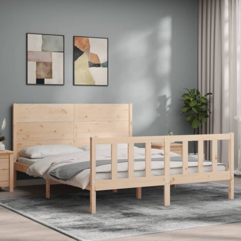 Cadre de lit sans matelas 160x200 cm bois massif de pin vidaXL (1/5)