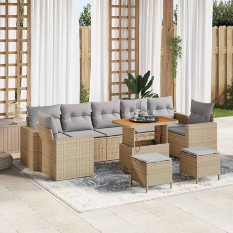 vidaXL Ensemble de canapé de jardin 10 pcs Beige polyrotin (1/5)
