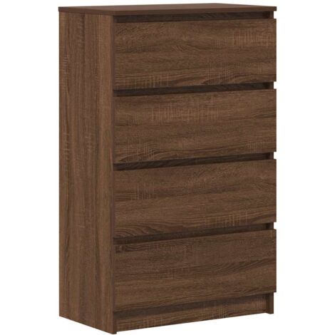 Vidaxl – Buffet chêne marron 60x35x98,5 cm – Bois d'ingénierie – 4 tiroirs – Facile à nettoyer – Grand espace de rangement (1/9)