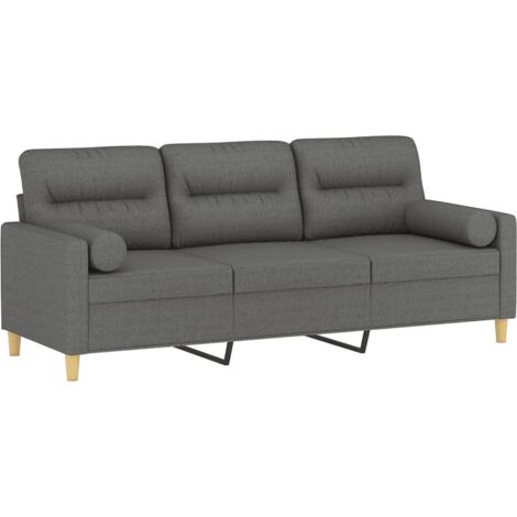 Canapé 3 places avec oreillers gris foncé 180 cm tissu vidaXL (1/5)