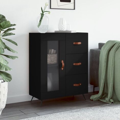 Buffet noir 69,5x34x90 cm bois d'ingénierie vidaXL (1/5)