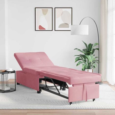 vidaXL Canapé-lit Rose 67 x 194 x 38 cm Velours (1/5)