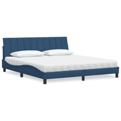 Lit avec matelas Hanko bleu 180x200 cm tissu vidaXL (1/5)