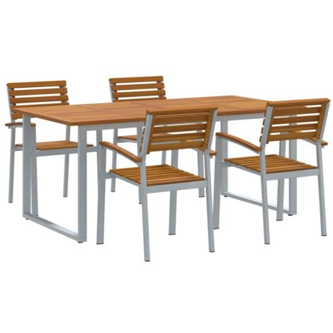 vidaXL Ensemble de salle à manger pour jardin 5 pcs Gris et marron (1/5)