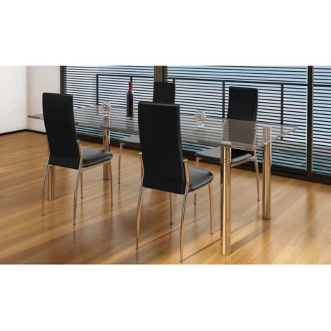 Lot de 4 Chaises Scandinave - Chaises de salle à manger noir similicuir vidaXL (1/5)