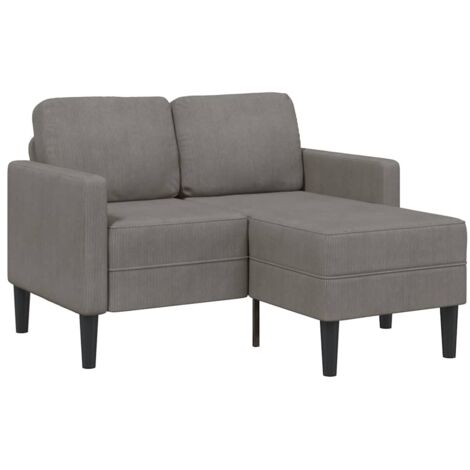 vidaXL Canapé 2 places avec méridienne en L gris clair 125 cm lin (1/5)