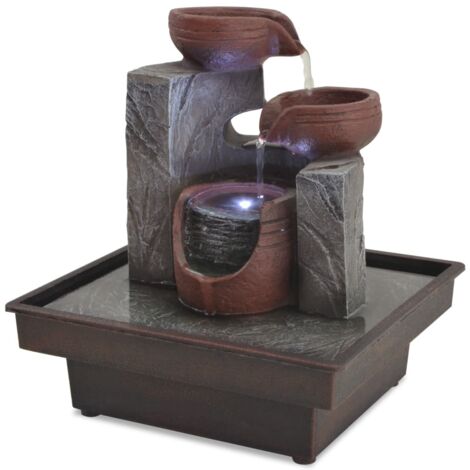 Vidaxl – Fontaine d'intérieur en polyrésine avec lampe LED – Dimensions 20x18x22 cm – Écoulement d'eau en cascade – Ambiance relaxante