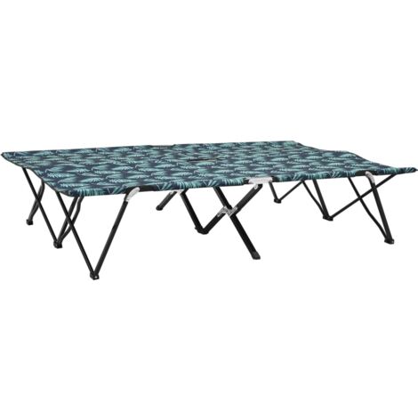 Vidaxl – Chaise longue pliable 2 places – Acier enduit de poudre – Tissu polyester 600D résistant à l'eau – Capacité 240 kg – Conception surélevée pour circulation d'air (1/5)
