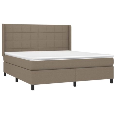 vidaXL Sommier à lattes de lit avec matelas Taupe 160x200 cm Tissu (1/5)