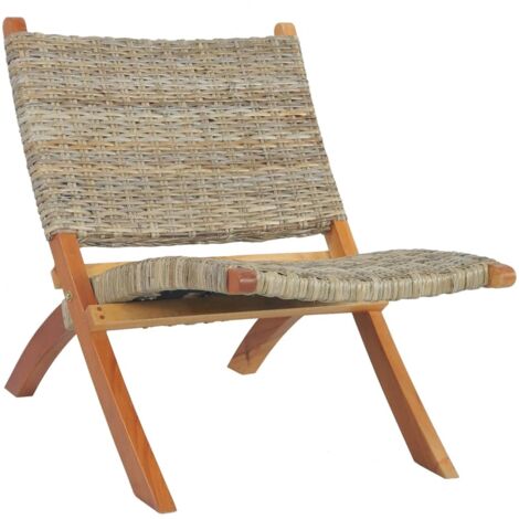Chaise de relaxation rotin kubu naturel et bois d'acajou massif vidaXL (1/5)