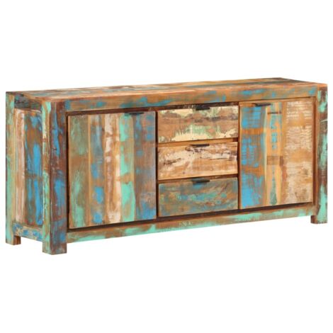 Vidaxl – Buffet en bois de récupération massif 175x40x75 cm – 2 portes et 3 tiroirs – Finition couleur mixte – Pour rangement organisé (1/7)