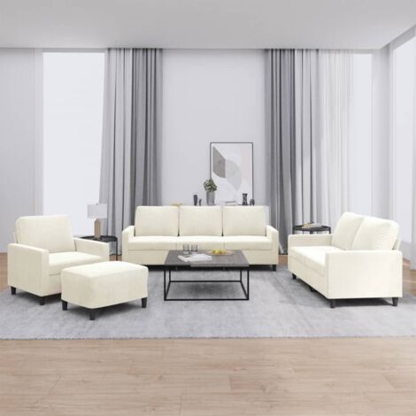 Ensemble de canapés 4 pcs avec coussins Crème Velours vidaXL