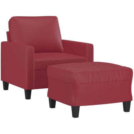 Fauteuil avec repose-pied Rouge bordeaux 60 cm Similicuir vidaXL (1/5)