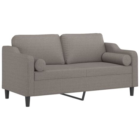 Canapé 2 places avec oreillers décoratifs taupe 140 cm tissu vidaXL (1/5)