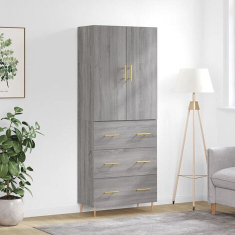 vidaXL Buffet haut Sonoma gris 69,5x34x180 cm Bois d'ingénierie (1/5)