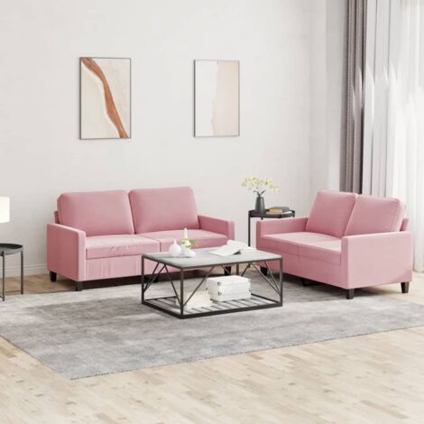 Ensemble de canapés 2 pcs avec coussins Rose Velours vidaXL (1/5)
