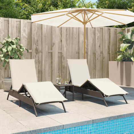 Chaises longues avec coussins lot de 2 marron résine tressée vidaXL (1/5)
