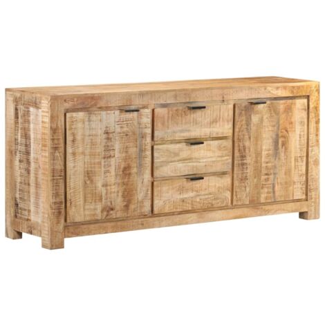 Vidaxl – Buffet en bois de manguier brut 175x40x75 cm – 2 portes et 3 tiroirs – Finition naturelle – Pour salon ou chambre (1/5)