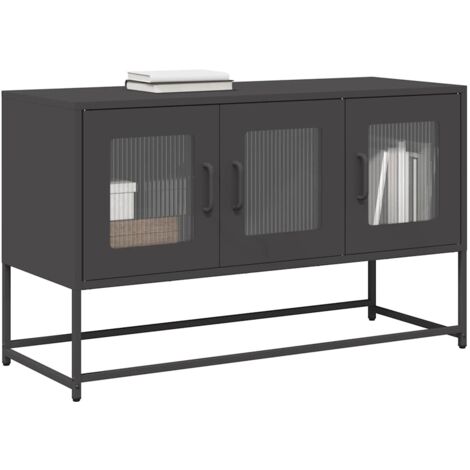 vidaXL Meuble TV noir 100,5x39x60,5 cm acier laminé à froid (1/5)