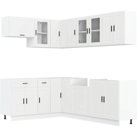 Vidaxl – Ensemble d'armoires de cuisine 11 pièces Porto blanc – Bois d'ingénierie résistant à l'humidité – Pieds réglables pour agencement optimal (1/5)
