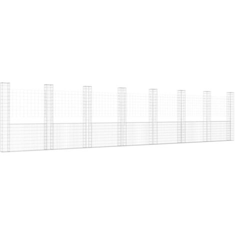 Vidaxl – Panier de gabion en forme de U 860x20x200 cm – 8 poteaux en fer résistant aux intempéries – Pour murs de soutènement en jardinage
