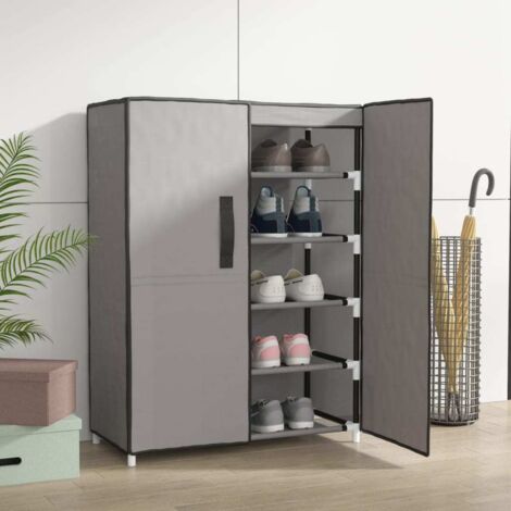 Vidaxl – Armoire à chaussures 5 niveaux gris 60x28x90 cm – Tissu non tissé 100% polyester – Cadre en acier léger et stable – Design simple et pratique