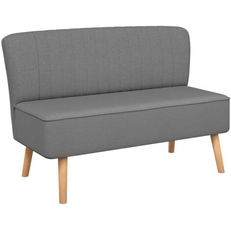 Vidaxl – Canapé droit 2 places en tissu gris clair – Dimensions 117 x 55,5 x 77 cm – Rembourrage polyester – Cadre en bois durable (1/5)