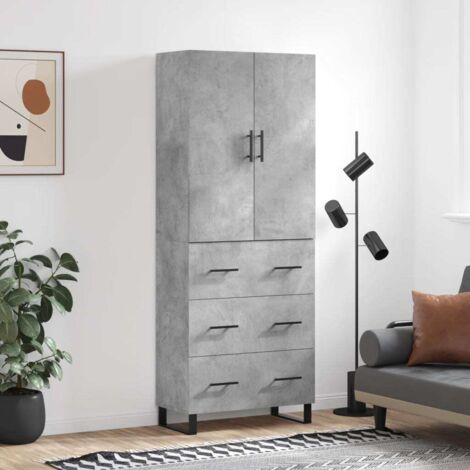 Buffet haut Gris béton 69,5x34x180 cm Bois d'ingénierie vidaXL (1/5)