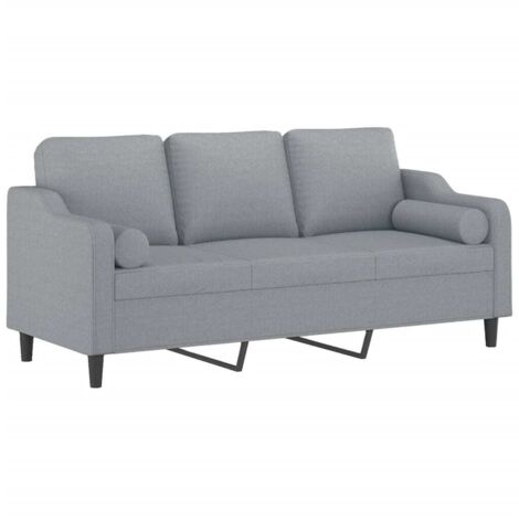 vidaXL Canapé 3 places avec oreillers gris clair 180 cm tissu (1/5)