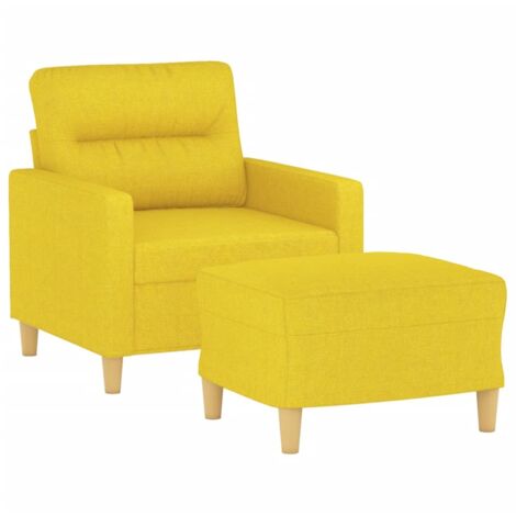 Fauteuil avec repose-pied Jaune clair 60 cm Tissu vidaXL (1/5)