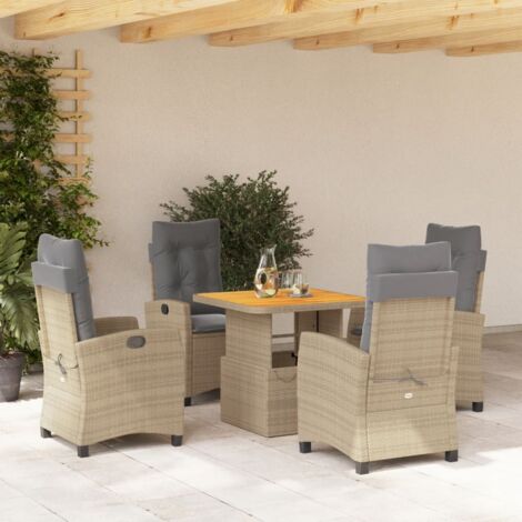 vidaXL Ensemble à manger de jardin avec coussins 5pcs Beige poly rotin (1/5)