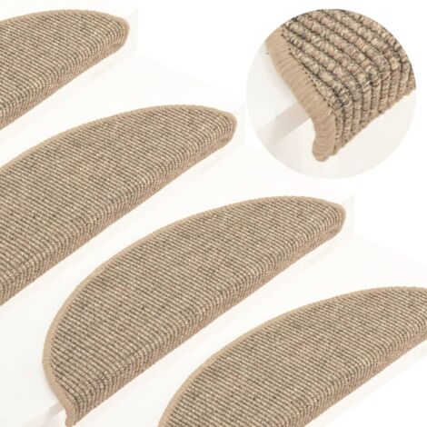 Tapis d'escalier 15 pièces 56 x 17 x 3 cm Beige foncé Demi-rond vidaXL (1/5)