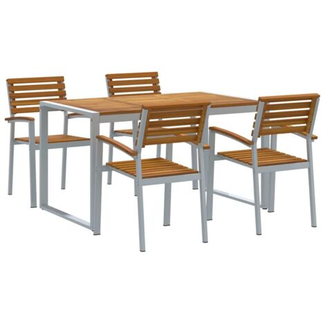 vidaXL Ensemble de salle à manger pour jardin 5 pcs Gris et marron