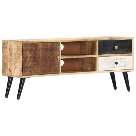 vidaXL Meuble TV 115x30x47 cm Bois massif de manguier (1/5)