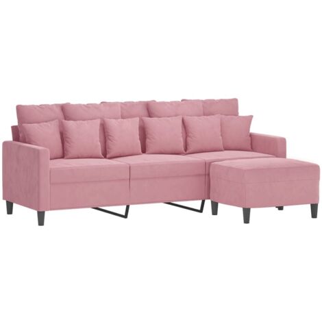 Vidaxl – Canapé droit 3 places rose 180 cm – Velours durable – Repose-pieds inclus – Structure en métal et contreplaqué (1/5)