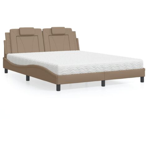 vidaXL Lit Viana avec matelas cappuccino 160x200 cm similicuir (1/5)