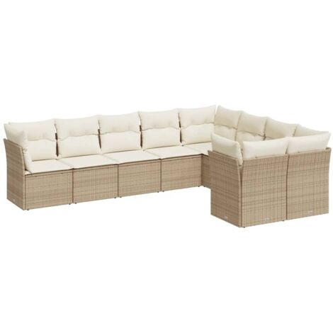 Salon de jardin avec coussins 9 pcs beige résine tressée vidaXL (1/3)