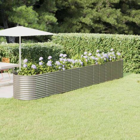 vidaXL Lit surélevé de jardin Acier enduit de poudre Argenté