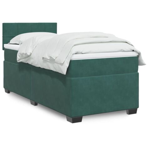 Sommier à lattes de lit et matelas Vert foncé 80x200 cm Velours vidaXL (1/5)