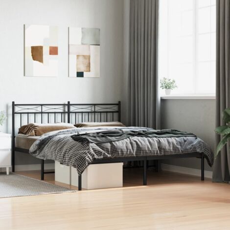 Vidaxl – Cadre de lit métal noir 160x200 cm – Acier enduit de poudre – Lattes en métal pour soutien optimal – Hauteur libre 26 cm (1/6)