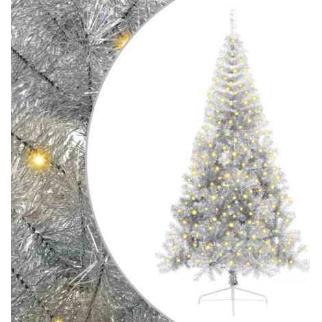 Sapin de Noël artificiel pré-éclairé Argent 240 cm PET vidaXL (1/5)