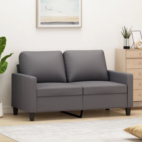 Vidaxl – Canapé droit 2 places gris 120 cm en similicuir – Surface lisse facile à nettoyer – Design moderne pour salon contemporain