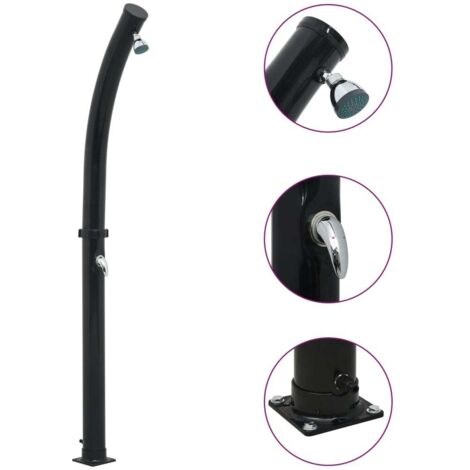 Vidaxl – Douche solaire noire 214 cm 20 L – Réservoir PVC durable – Température jusqu'à 60 °C – Raccordement facile à tuyau standard (1/7)