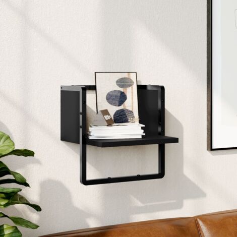 Vidaxl – Étagère murale flottante noire 30x25x30 cm – Bois d'ingénierie et métal – Installation murale requise – Pour décoration intérieure (1/5)