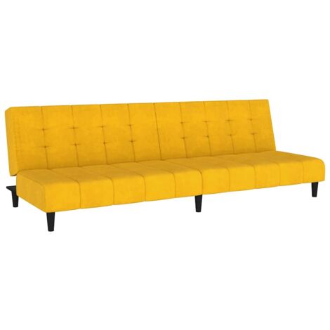 Vidaxl – Canapé-lit convertible 2 places jaune velours – Dimensions 200x100cm – Mousse haute densité pour invités – Confort optimal pour siestes (1/5)