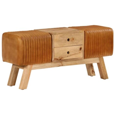 Banc de bok Marron 107 cm Cuir de chèvre véritable vidaXL (1/5)
