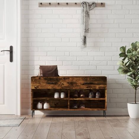 Banc à chaussures chêne fumé 102x35x55 cm bois d'ingénierie vidaXL