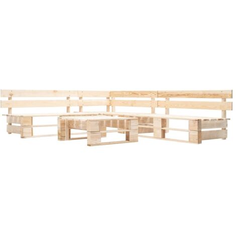 Vidaxl – Salon de jardin palette 4 pcs en pin imprégné – Dimensions 220x176x55 cm – Hauteur assise 25 cm – Table basse 60x60x25 cm (1/3)