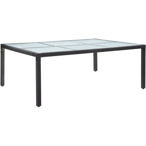 Vidaxl – Table de jardin en résine tressée noire 200x150x74 cm – Cadre en acier – Résistante aux intempéries – Facile à nettoyer